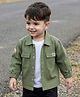 Babyhug Cotton Woven  Full Sleeve Solid Shirt with Patch- Green