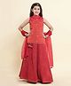 Piccolo Tissue Woven Sleeveless Floral Sequins Detailed Lehenga Choli With Dupatta Set - Maroon