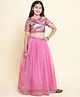 Piccolo Woven Half Sleeves Sequins Embellished Lehenga Choli Set - Pink
