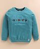 giniekids Cotton Blend Knit Full Sleeves Typography Printed Light Winter Sweatshirt - Green