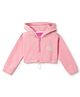 Tales & Stories Cotton Knit Full Sleeves Rainbow Patch Detailed Cropped Hooded Sweatshirt - Pink