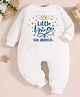 KNITROOT Cotton Knit Full Sleeves Little Prince Has Arrived Text Printed Romper - White