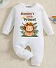 KNITROOT Cotton Knit Family Theme Full Sleeves Mommys Little Prince Text Printed Romper - White