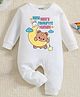 KNITROOT Cotton Knit Family Theme Full Sleeves Nanu Nanis Favourite Human Text Printed Romper - White