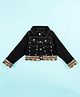 Kiddopanti Denim Woven Full Sleeves Tassels Detailed Floral Sequins & Mirror Work Embellished Ethnic Jacket - Black