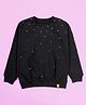 Kiddopanti Fleece Knit Full Sleeves Rhinestones Embellished Light Winter Sweatshirt - Black