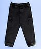 Kiddopanti Denim Woven Solid Cargo Jeans - Black