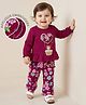 Babyoye 100% Cotton Knit Full Sleeves T-Shirt & Lounge Pant Set with Floral Print - Maroon