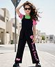 OLLINGTON ST. Cotton Knit Dungaree & Half Raglan Sleeves Inner Top With Print - Multicolor & Black