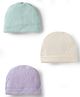Simply Interlock Knit Solid Baby Caps Pack of 3 Aqua Off White & Lila - Diameter 9.5 cm