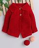 Little Angels Wool Knit Full Sleeves Textured Cardigan - Red