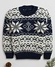 Little Angels Wool Knit Full Sleeves Snowflakes Designed Sweater - Navy Blue