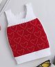 Little Angels Wool Knit Sleeveless Heart Designed Sweater - White & Red