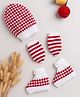 Little Angels Wool Knit Striped Beanie Mittens and Socks Set - White & Red