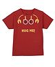 Pranava Organic Cotton Knit Half Sleeves Hug Me Text & Crab Printed Tee - Red