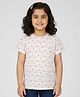 Pranava Organic Cotton Knit Half Sleeves Hearts Printed Top - Pink