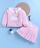 TOONYPORT Cotton Knit Full Sleeves Duck Patch Detailed Top & Skirt Set - Pink
