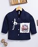 TOONYPORT Cotton Knit Three Fourth Sleeves London City Patch & Heart Applique Detailed Shirt - Navy Blue