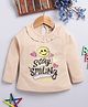TOONYPORT Cotton Knit Full Sleeves Stay Smiling Text Printed Top - Peach