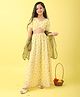 ISHTI Georgette Woven Half Sleeves Floral Printed Lehenga Choli With Dupatta Set - Yellow