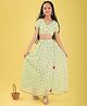 ISHTI Georgette Woven Half Sleeves Floral Printed Lehenga Choli Set - Green