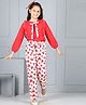 Cutiekins Woven Full Sleeves Bow Applique Detailed Solid Top & Palazzo Set - Red & White