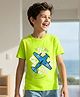 Pine Kids 100% Cotton Knit Half Sleeves Aeroplane Printed T-Shirt - Lime Green