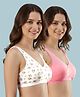 Bella Mama Cotton Elastane Knit Sleep Bra With Floral Print Pack of 2 (Color May Vary)