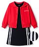 OLLINGTON ST. 100% Cotton Full Sleeves Jacket & Inner Dress - Red & Black