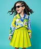 OLLINGTON ST. 100% Cotton Printed Full Sleeves Jacket & Inner Dress - Limegreen & Multicolor