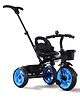 Plug & Play Tricycle with Parental Push Handle - Blue| Safety Harness| Storage Baskets| Non-Slip Pedals| Foldable Footrest| Sturdy Frame| Smooth Wheels| Toy for 1to5 Years Boys & Girls
