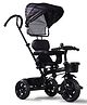Plug & Play Tricycle with Parental Push Handle & Foldable Canopy-Black|Removable Safety Bar| Non-Slip Pedals| Foldable Footrest| High Backrest| Removable Safety Rail| Removable Cushion