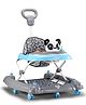 Panda Baby Walker & Rocker - Blue| Removable Foot Mat| Music Tray & Parental Push Handle| Compact Fold| Smooth Multi-Directional Wheels| 6-18 Months| Adjustable Height| Soft Cushion Seat