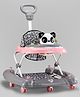 Panda Baby Walker & Rocker - Pink| Removable Foot Mat| Music Tray & Parental Push Handle| Compact Fold| Smooth Multi-Directional Wheels| 6-18 Months| Adjustable Height| Soft Cushion Seat