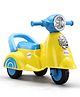 Manual Push Ride On Scooter with Under Seat Storage LED Light & Music - Yellow & Blue| Foot to Floor Operation| Activity Gift for Boys & Girls