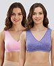 Bella Mama Cotton Elastane Knit Sleep Bra With Floral Print Pack of 2 (Color May Vary)