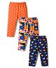 Babyhug Cotton Lycra Knit Full Length Leggings With Polka Dot Print Pack Of 3 - Navy Blue & Orange