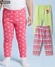 Babyhug Cotton Lycra Knit Full Length Leggings With Floral Print Pack Of 3 - Pink Lime Green & White
