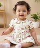 Babyoye 100% Cotton Knit With Eco Jiva Finish Half Sleeves Frock With Floral Print & Bloomer - White