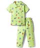 Doodle Poodle 100% Cotton  Half Sleeves  Front Open Printed Pyjama Set Nightsuit  - Wild Lime