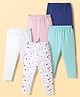 Babyhug Cotton Lycra Knit Full Length Polka Dots & Star Printed Leggings Pack Of 5 - Multicolour