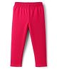 Babyhug Cotton Lycra Knit Full Length Solid Colour Leggings - Red
