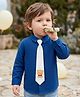 Babyhug 100% Cotton Woven Solid Colour Shirt With Bear Printed Tie - Navy Blue