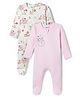 Babyoye 100% Cotton Knit With Eco Jiva Finish Full Sleeves Footed Sleep Suits With Cub Print Pack of 2 - Multicolor