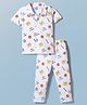 Doodle Poodle 100% Cotton Knit Half Sleeves Shirt & Pyjama Co-ord Night Suit With Tiger Print - White