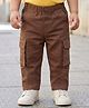 Babyoye Cotton Lycra Woven Full Length Solid Cargo Pant - Light Brown