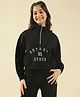Lil Tomatoes Fleece Knit Full Sleeves Detroit 95 State Text Printed Light Winter Sweatshirt - Black