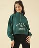 Lil Tomatoes Fleece Knit Full Sleeves Detroit 95 State Text Printed Light Winter Sweatshirt - B Green