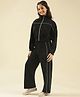 Lil Tomatoes Fleece Knit Full Sleeves Solid Winter Track Suit - Black