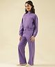 Lil Tomatoes Fleece Knit Full Sleeves Solid Winter Track Suit - Lavender